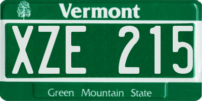 VT license plate XZE215