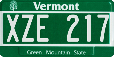 VT license plate XZE217