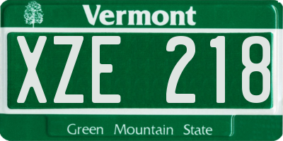 VT license plate XZE218
