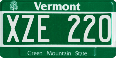 VT license plate XZE220