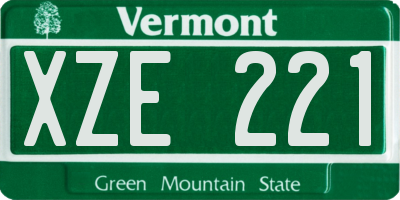 VT license plate XZE221