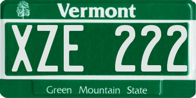VT license plate XZE222