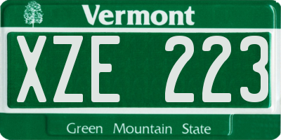 VT license plate XZE223