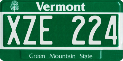 VT license plate XZE224