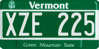VT license plate XZE225