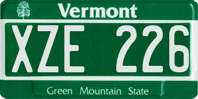 VT license plate XZE226