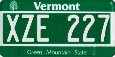 VT license plate XZE227