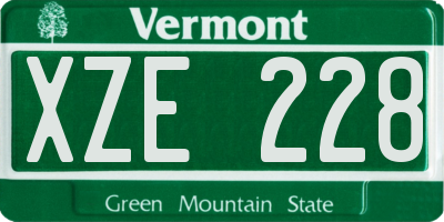 VT license plate XZE228