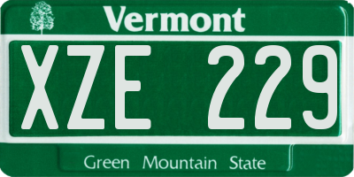 VT license plate XZE229