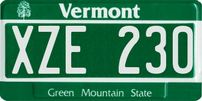 VT license plate XZE230