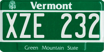 VT license plate XZE232