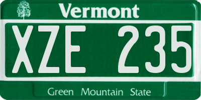 VT license plate XZE235