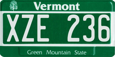 VT license plate XZE236