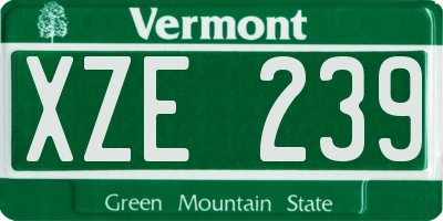 VT license plate XZE239