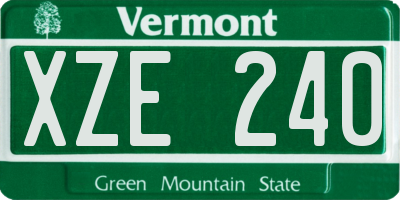 VT license plate XZE240