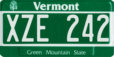 VT license plate XZE242