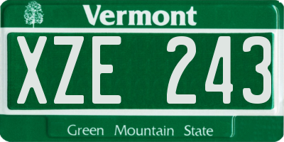VT license plate XZE243