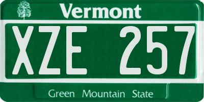 VT license plate XZE257