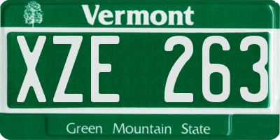 VT license plate XZE263
