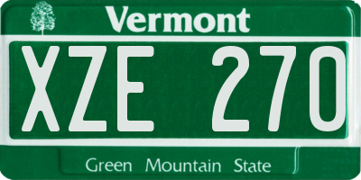 VT license plate XZE270