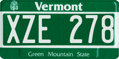 VT license plate XZE278