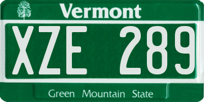 VT license plate XZE289