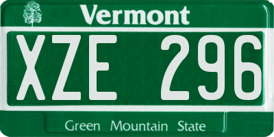 VT license plate XZE296