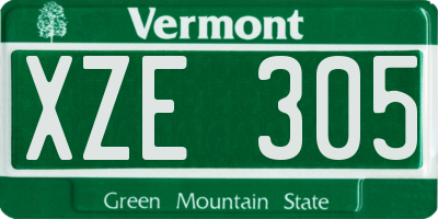 VT license plate XZE305