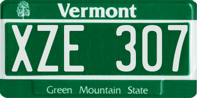 VT license plate XZE307