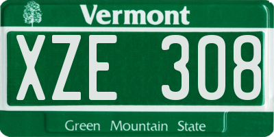 VT license plate XZE308