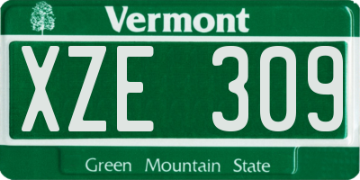 VT license plate XZE309