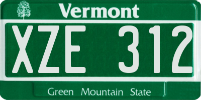 VT license plate XZE312