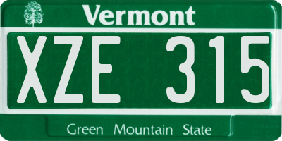 VT license plate XZE315
