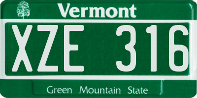 VT license plate XZE316