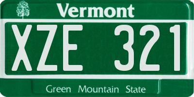 VT license plate XZE321