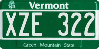 VT license plate XZE322