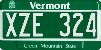VT license plate XZE324