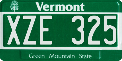 VT license plate XZE325