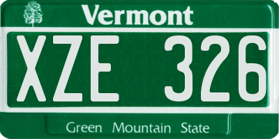 VT license plate XZE326
