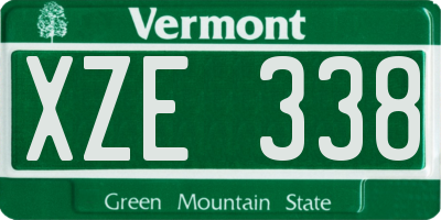 VT license plate XZE338