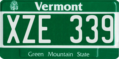 VT license plate XZE339