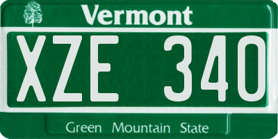 VT license plate XZE340