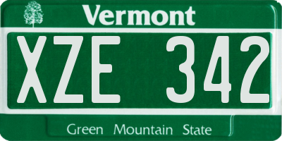 VT license plate XZE342