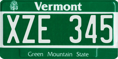 VT license plate XZE345