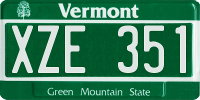 VT license plate XZE351