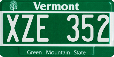 VT license plate XZE352