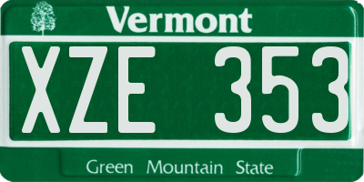 VT license plate XZE353