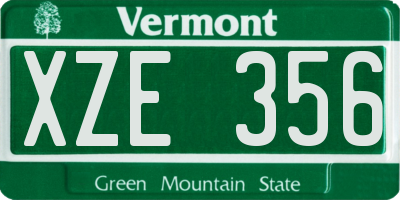 VT license plate XZE356