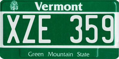 VT license plate XZE359