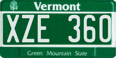VT license plate XZE360